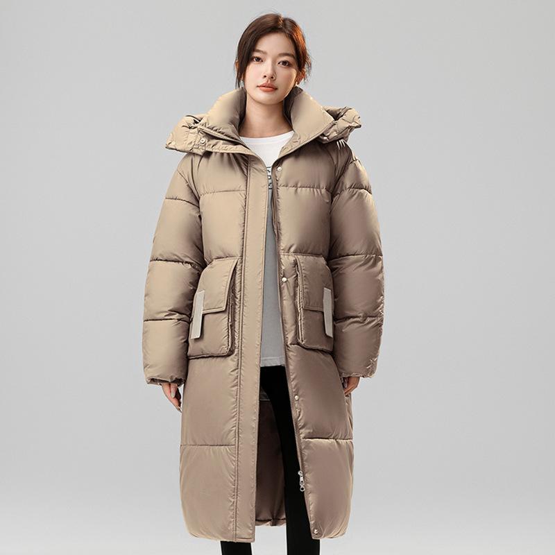 Latest Cotton-padded Jacket Long Thick Coat Relaxed Fit Women Over The Knee Hooded Cotton-padded Jacket Cotton-padded Women