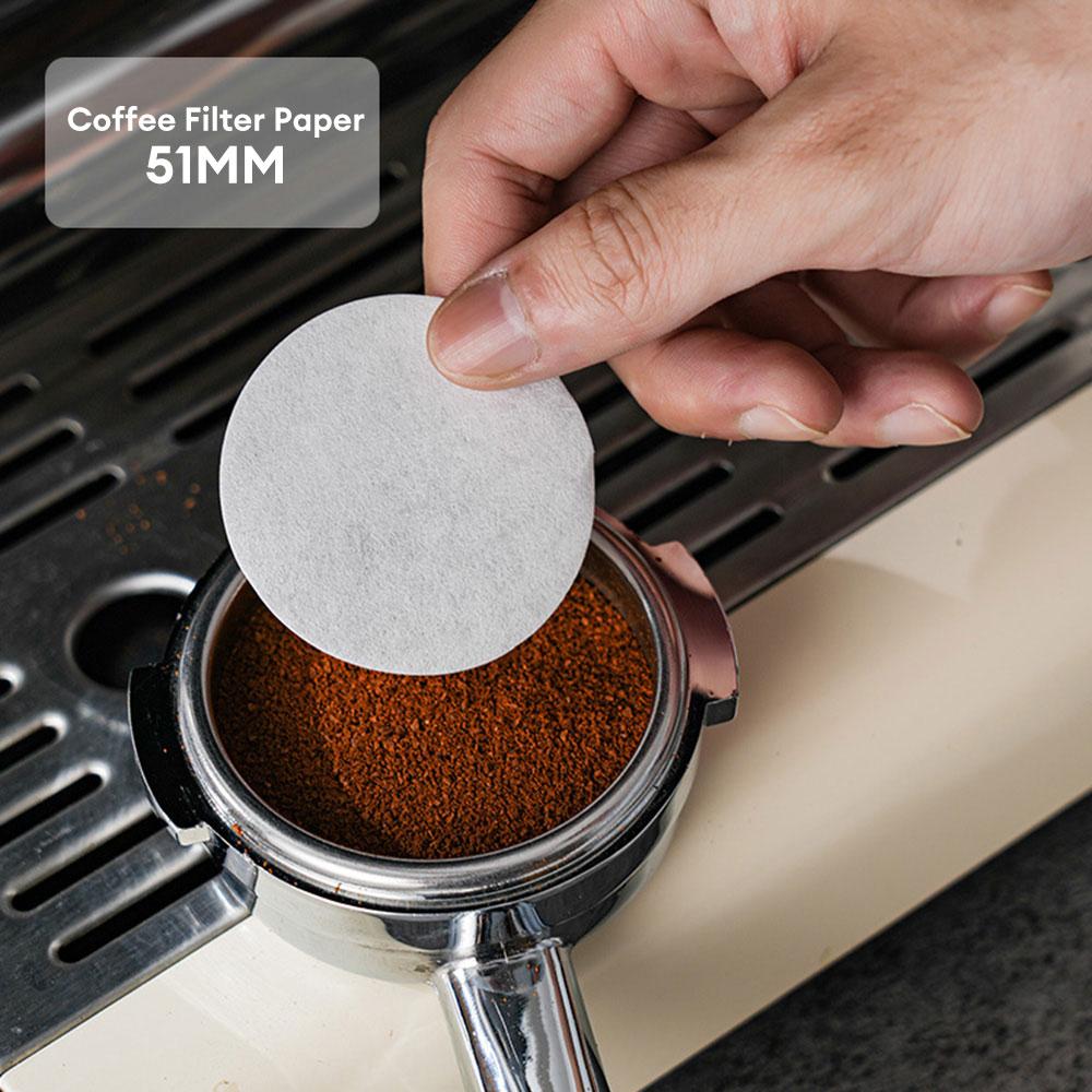 100Pcs Coffee Paper Filter 51/58mm Secondary Water Filter Paper for Coffee Espresso Machine Home Handle Disposable Round Filter