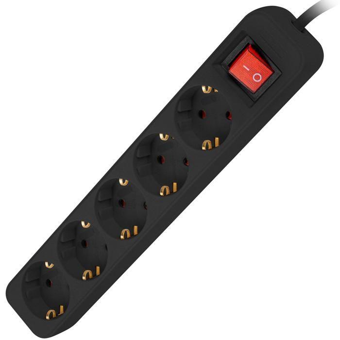 Multiprise 5 Prises Schuko Lanberg 3 M Noir - Lanberg - Prises: 5 - Connexion: Schuko