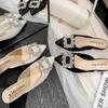 Summer New Women Shoes Rhinestone Slipper Fashion Outdoor Pointed Toe Casual Sandals Girl Heels Mules Shoes