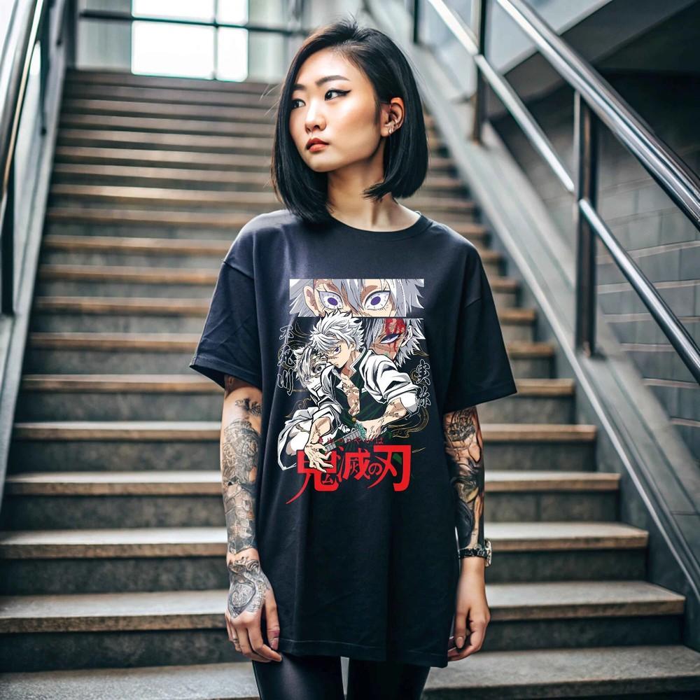 Anime Sanemi Shinazugawa Wind Hashira Demon Slayer Horror Black Unisex T-Shirt XXL