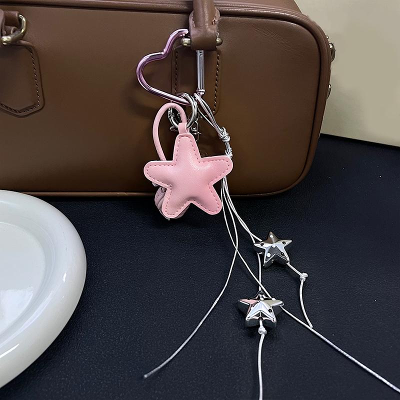 Bag Charm Simple PU Leather Star Phone Lanyard Backpack Decor Ornament Bag Hanger Chain for Women Accessory