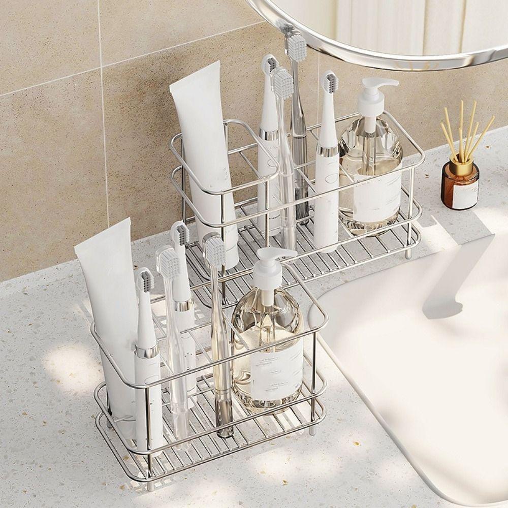 Stainless Steel Toothbrush Holder Multi-slot Electric Toothbrush Stand Bathroom