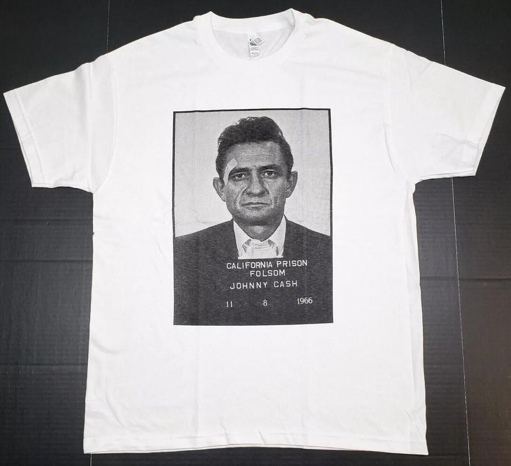 

JOHNNY CASH Tshirt Distressed Mug Shot Heavy Cotton Tee Size S to 5XL Unisex T-Shirt XXL