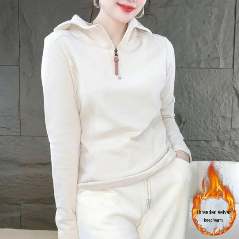

2025 New Women s Hoodie: Fashionable, Plush-Lined, Plus Size Hooded Long Sleeve Top for Autumn and Winter 2XL [Suggest 135-150 lbs]