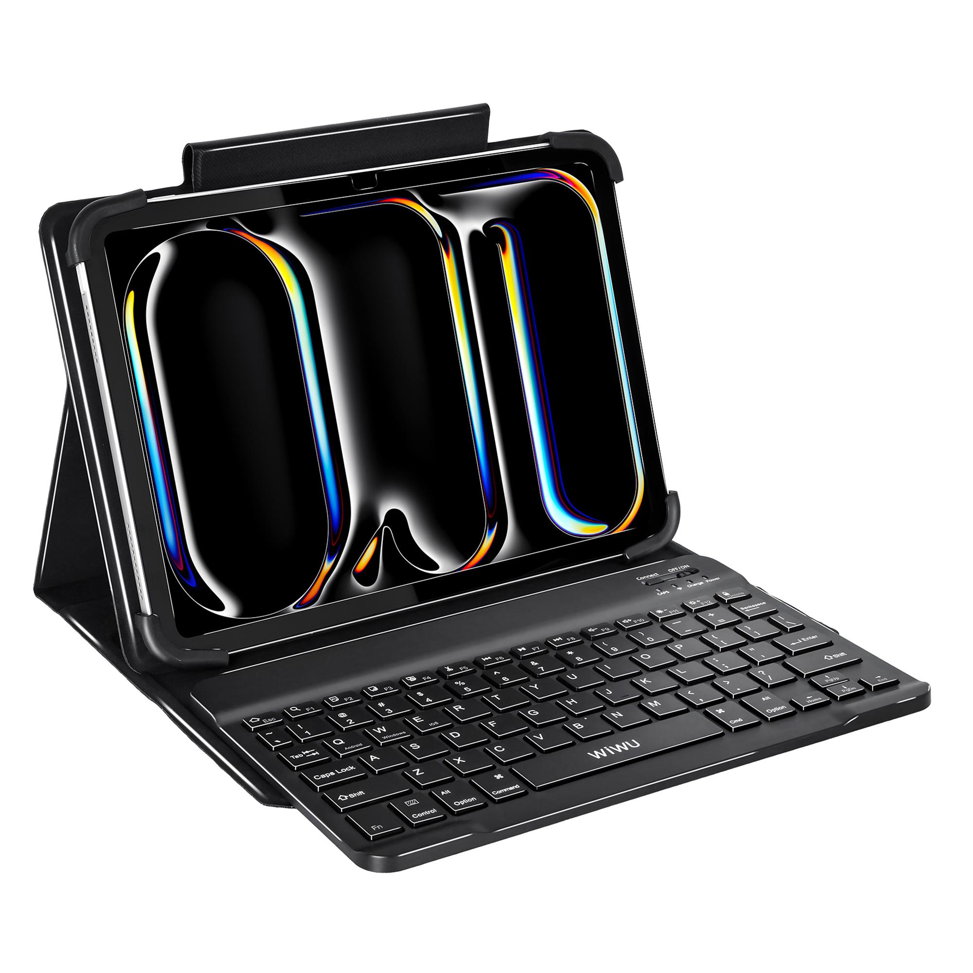 

WIWU W-UK001BLK9 Bluetooth-compatible Keyboard Case for iPad 7-11 inch Universal Leather Case Stand A