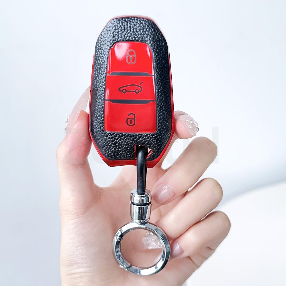 For Peugeot 2008 3008 4008 5008 308 408 508 Citroen C1 C2 C4 C6 C3-Xr Grand Ds3 Ds5 Tpu Leather Car Smart Key Case Cover Shell