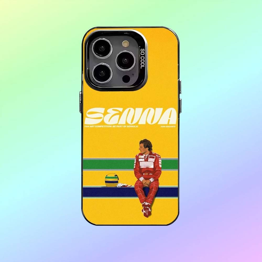 Racing Driver Ayrton S-Senna Phone Case For iPhone17,16,15,14,13,12,11 Plus,Pro Max Colorful Silver Back Phone Case