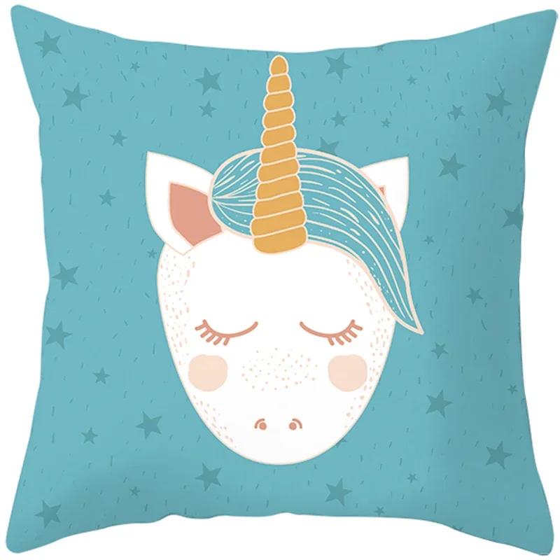 Ins Net Celebrity Cartoon Unicorn Pillow Sofa Pillow Cushion Cover Hot Household Items One Drop Delive
