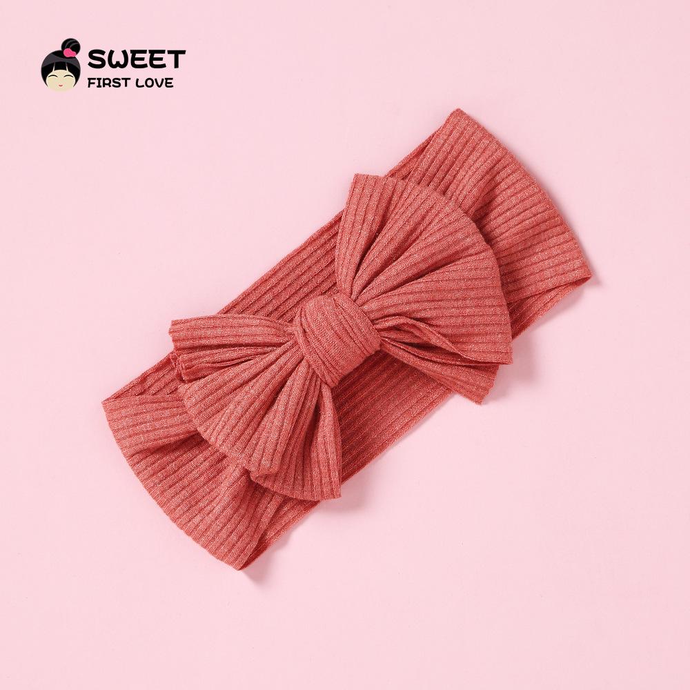 Niansheng Handmade Ribbed Bow Headband for Babies - Solid Color