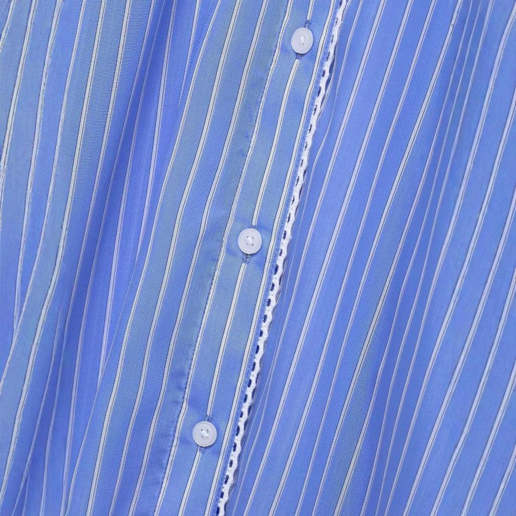 Spring 2025 Women's Street Fashion Poplin Striped Loose Shirt