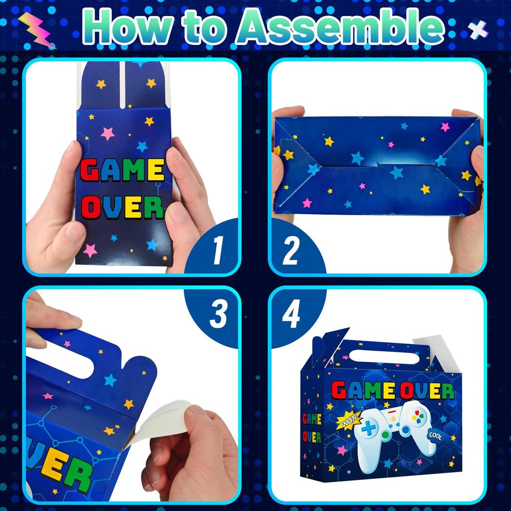 Video Game Party Favor Boxes, 24 Piece Video Game Gift Box Set - Video Game Themed Party Favor Box Candy Box for Video Game Birthday Party Decorations