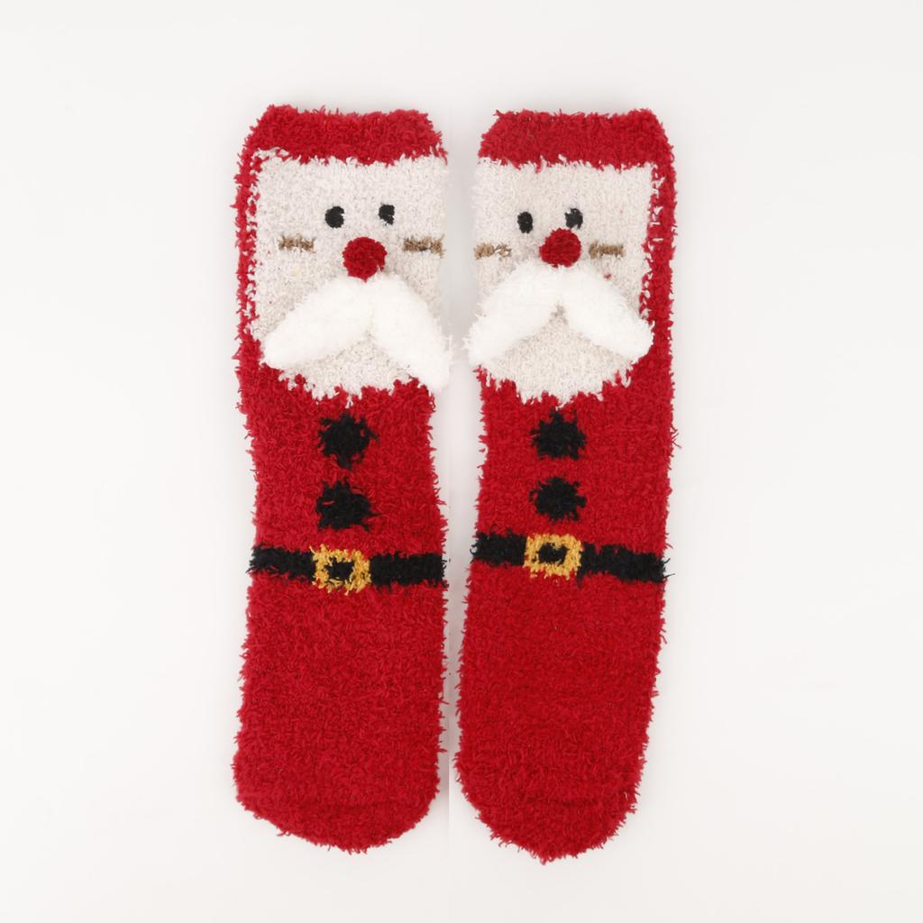 Ladies' Christmas Socks Christmas Tree Socks Thickened Warm Coral Velvet Sleep Socks Cartoon Elk Snowman