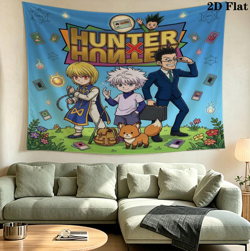 Hunter X Hunter Wall Tapestry Aesthetic Wall Hanging Printed Fabric Blanket Decorative Tapestries For Bedroom Living Room Home Decor