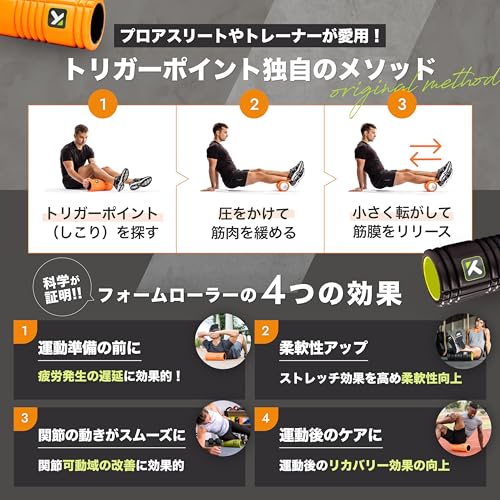 TRIGGERPOINT Grid Foam Roller, Stretch Roller, EVA Material, Heavy-Duty, Suitable for Sports and Desk Work, Orange