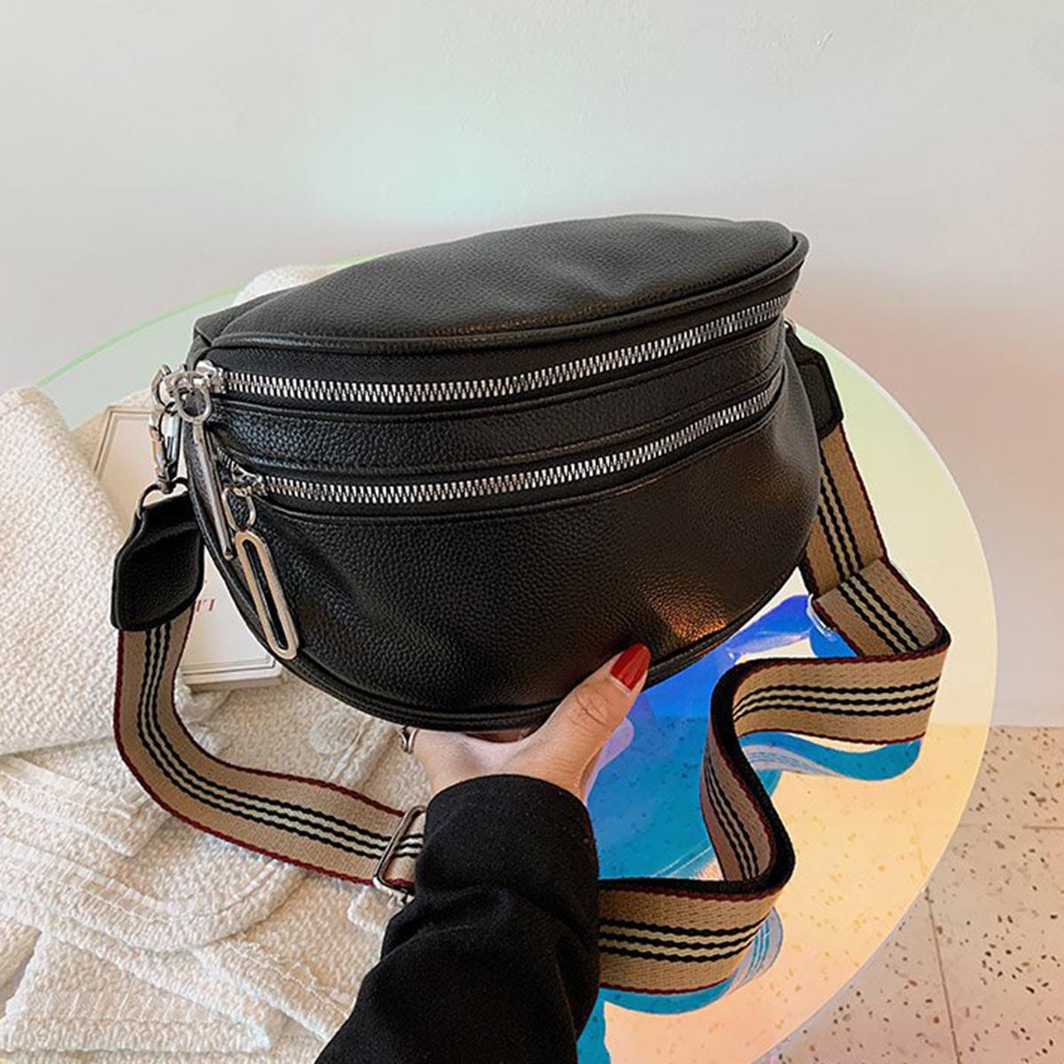 

YOUHUAGUO винтажная черная сумка для женщин из мягкой кожи через плечо с широким плечевым ремнем 24*9*30cm чёрный