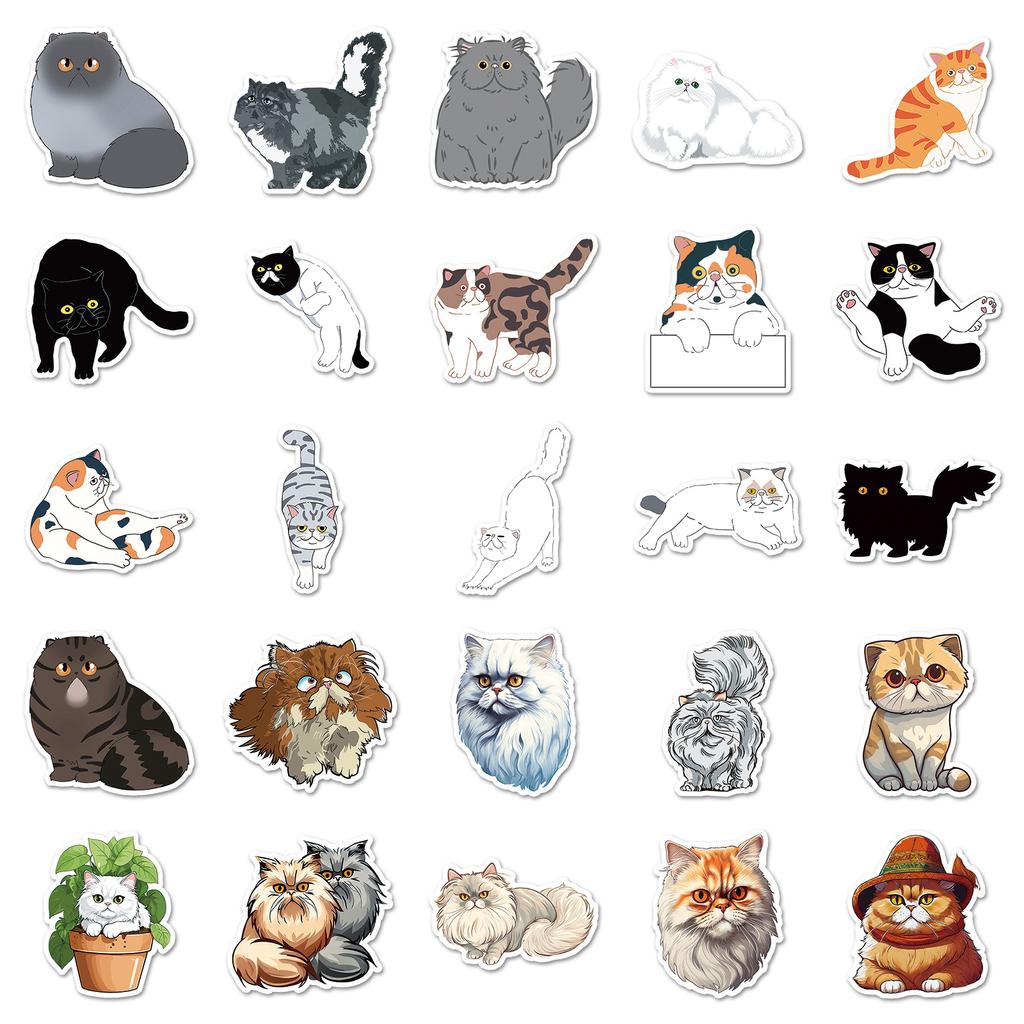 52 Persian cat graffiti stickers personalized cartoon cute cat decorative water cup mobile phone luggage sticker
