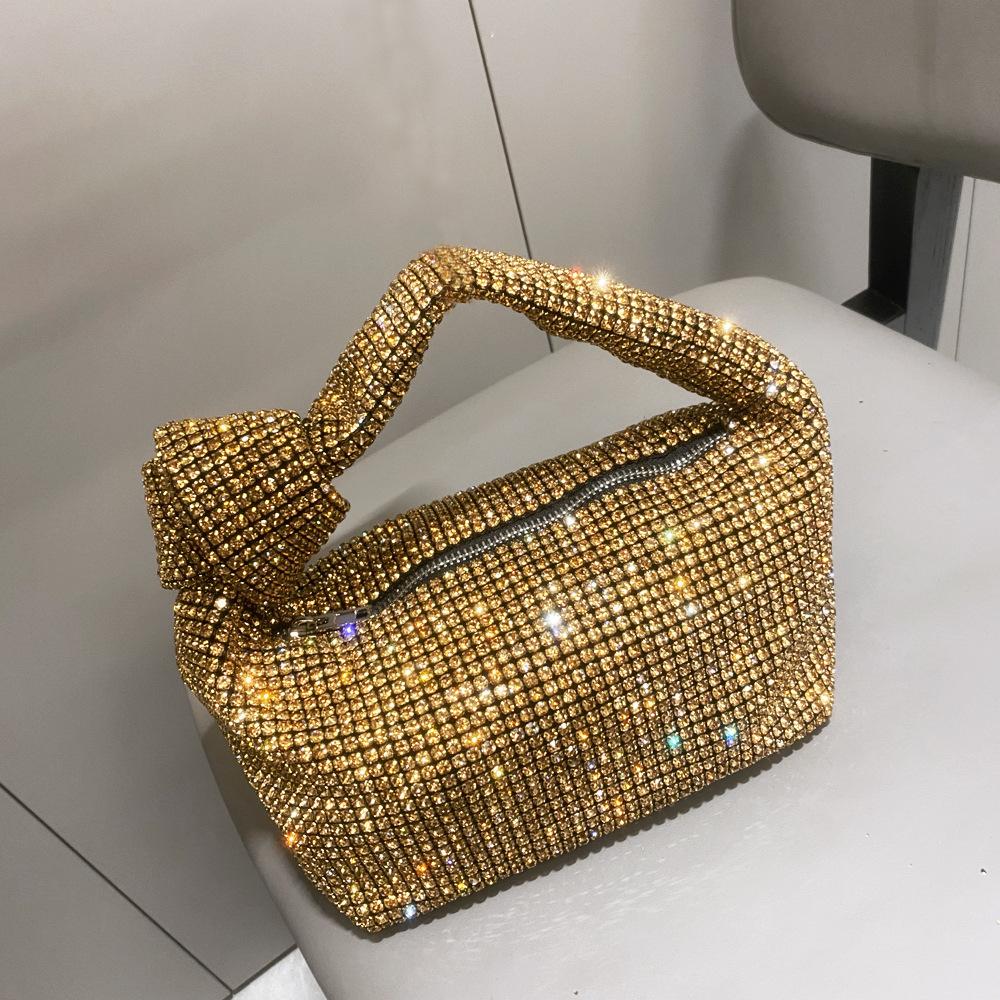 Women'S Bag Rhinestone Dinner Bag Big Diamond Knotted Hand Bag Fashion Full Diamond Armpit Bag Women'S Bag Small Bag