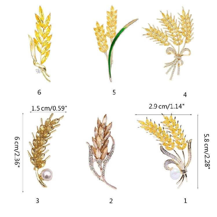 Elegant Wheat Lapel Pin Women's Fashion Statement Crystal Brooches Wheat Brooch