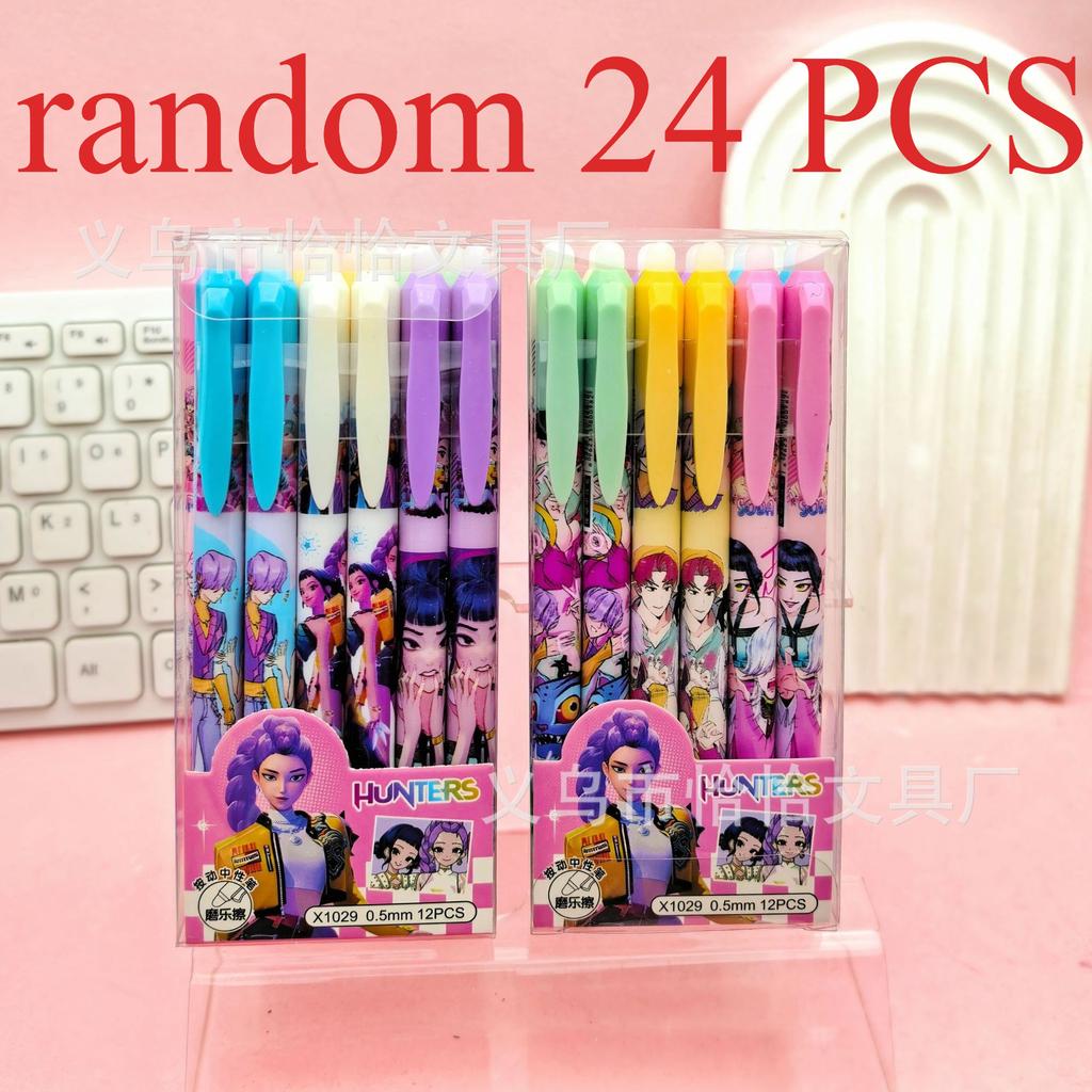 Kpop Demon Hunters 0.5mm Erasable Gel Pen - Refillable & Retractable Black Ink Friction Pen for School Office Supplies