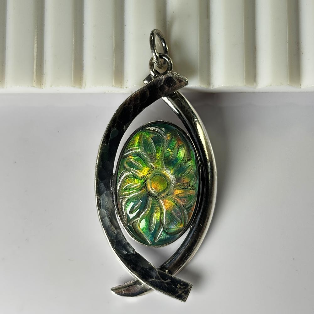 Natural Opal Pendant 41 ct Brazilian Multi-Color Oval Cut 925 Sterling Silver October Birthstone