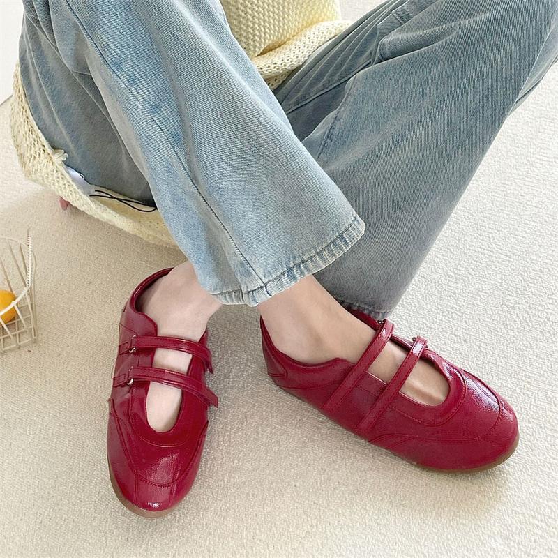 

IPPEUM Red Ballet Flats Shoes Round Toe PU Leather Mary Janes Ballerina Sneaker Shoes 245 небесно-голубой