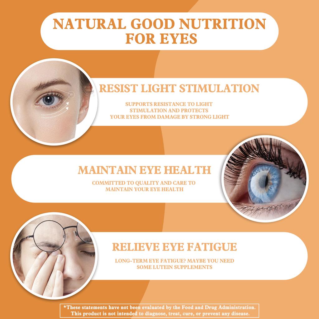 Hochwertiger Lutein- und Zeaxanthin-Extrakt, lindert Augenermüdung, schützt die Augen, hilft bei der Filterung von Blaulicht und enthält natürliches Carotin.