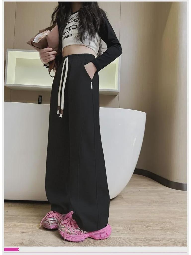 Girls' Wide-Leg Loose Casual Pants for Spring/Autumn 2024 - Fashionable Sportswear for Big Kids