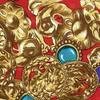 Used YVES SAINT LAURENT Yves Saint Laurent Scarf Silk Baroque Jewelry Red Gold Thin Large Vintage