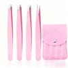4-piece Stainless Steel Eyebrow Tweezers Purple Set Makeup Tools for Eyelash Extension, Eyebrow Shaping, Hair Removal
