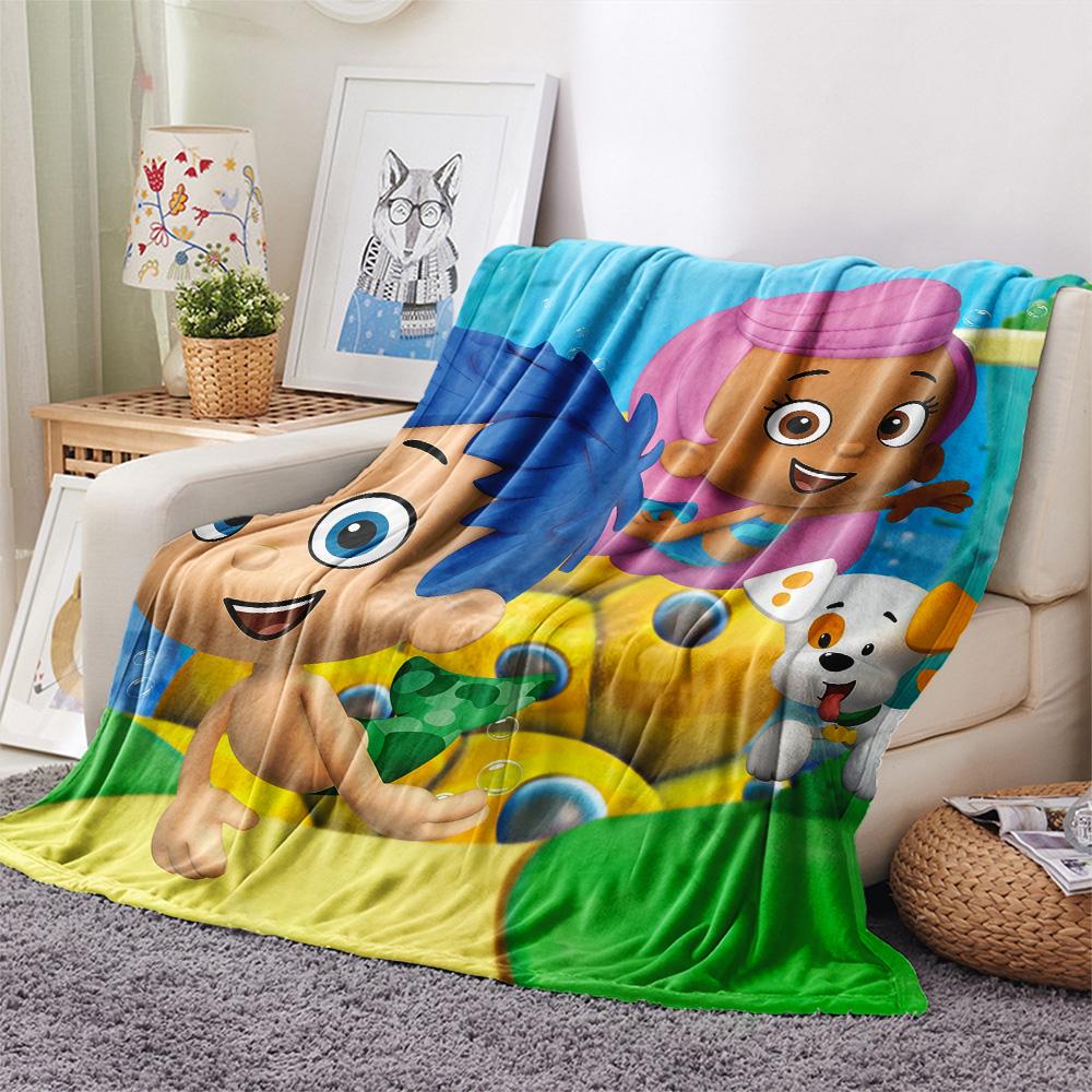 Bubble Guppies  Print Flannel Blanket, High Quality Comfortable for All Seasons, Home Decor, Warmth and Comfort