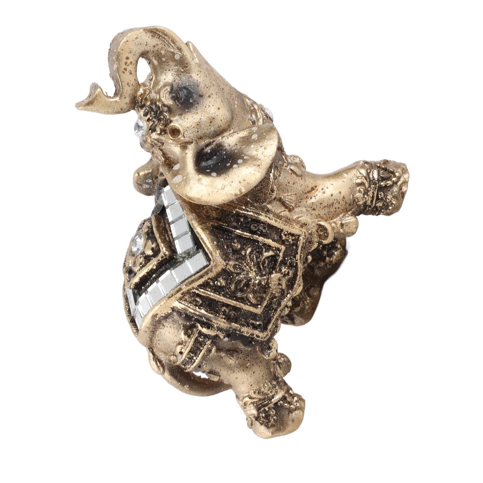 Resin Elephant Statue Exquisite Lifelike Elephant Figurine Desktop Ornament for Living Room Bedroom