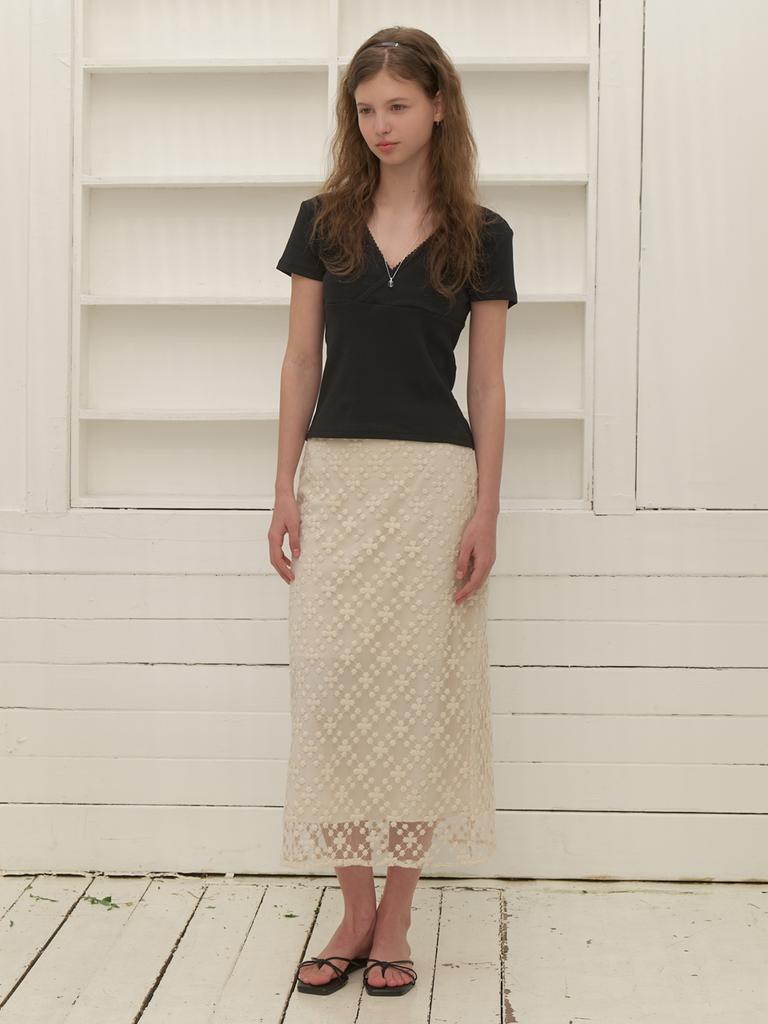 Liel Faint Lace Skirt (Natural)