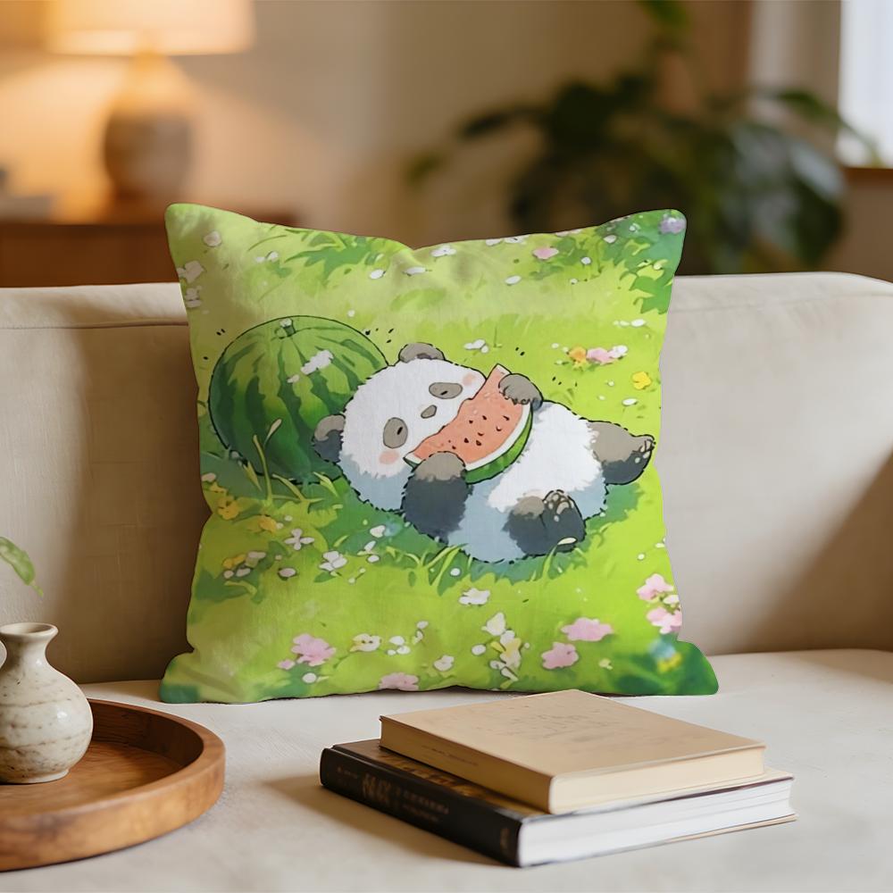 Cute handdrawn panda Cushion Cover Short plush pillowcase for bed sofa carwashable