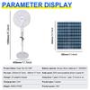 Ventilador Solar de 16 Polegadas com Painéis Solares, Controle Remoto/Chave, Saída de Lâmpada 5V, Luz Noturna, Autonomia de 12H, USB e Luz Noturna, para Quarto, Camping