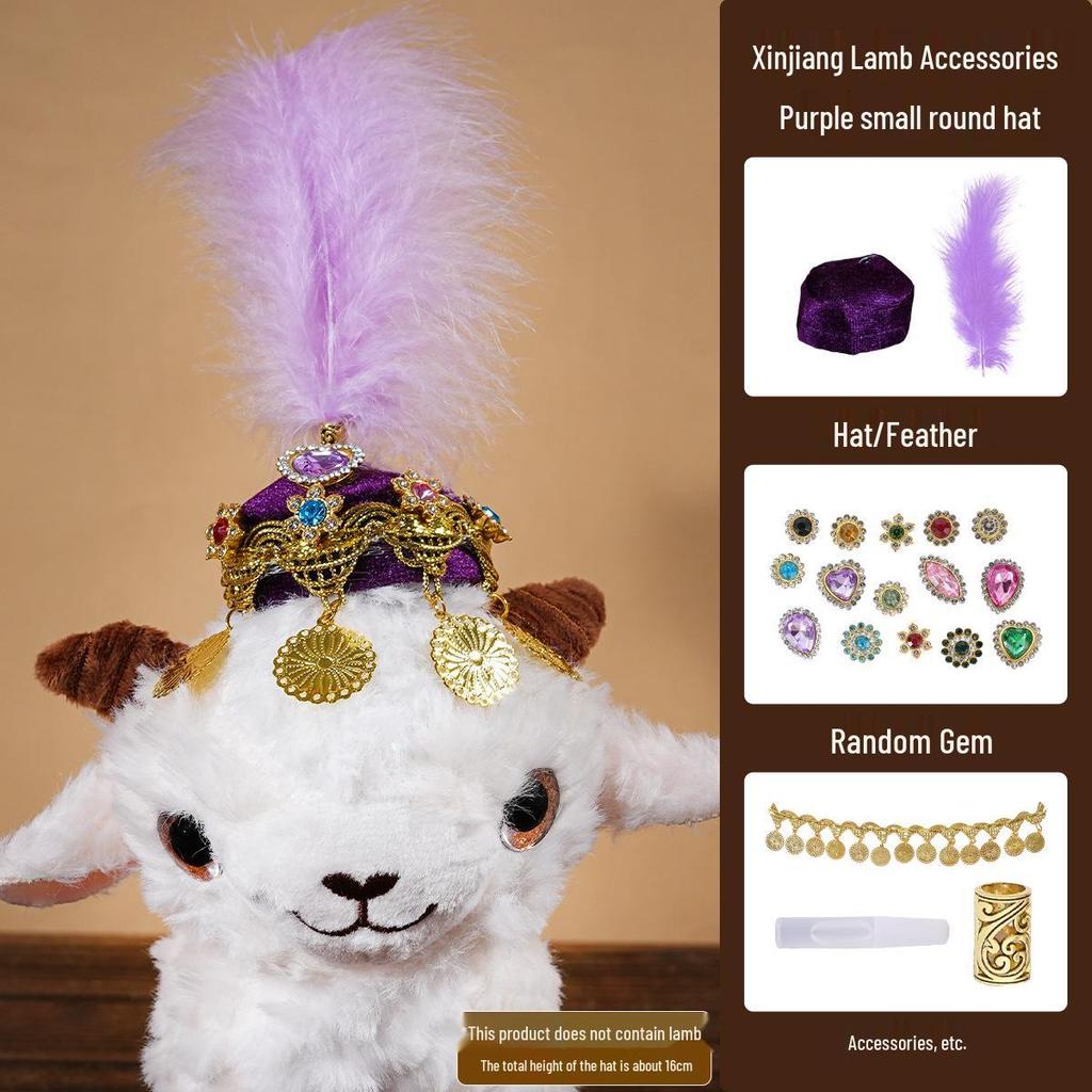 Xinjiang Lamb Hat: Rhinestone-Inlaid Triangle Cartoon Ethnic-Style Accessory for Tourism Wear