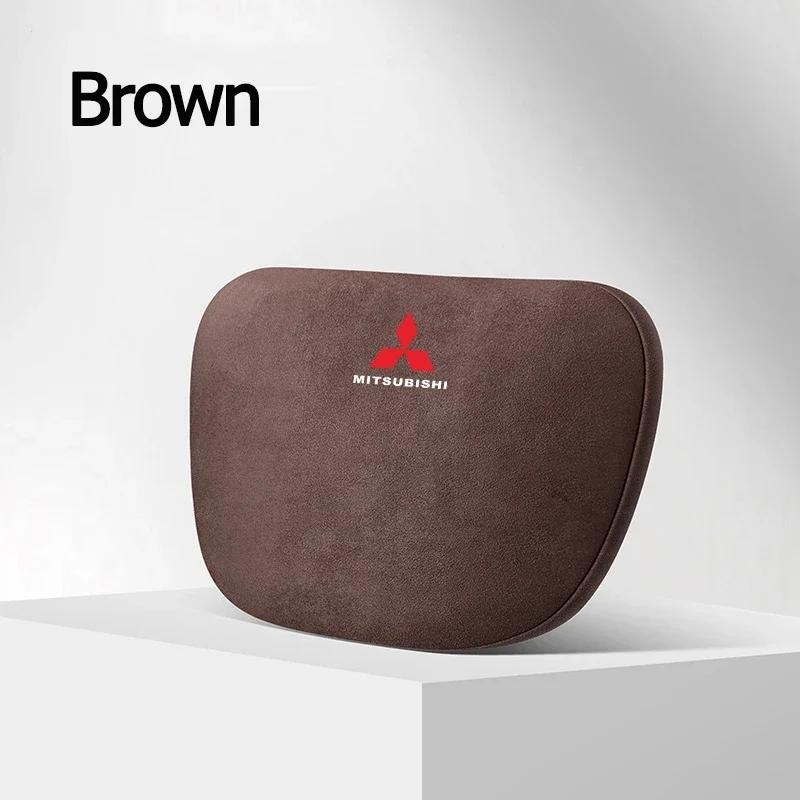 

Suede Car Headrest Neck Support Pillow for Mitsubishi Ralliart Lancer ASX Pajero Outlander Eclipse EVO Grandis Decoration коричневий