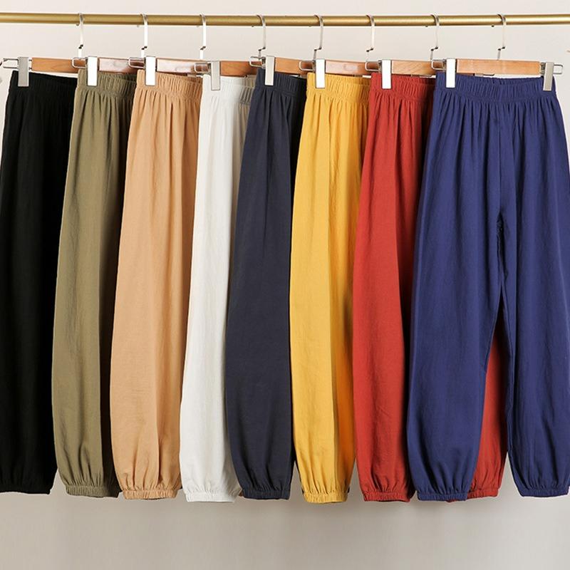 Cotton and Linen Bloomers Women's Summer Loose High-waisted Drape Linen Nine-point Trousers Casual Thin Carrot Harem Pants
