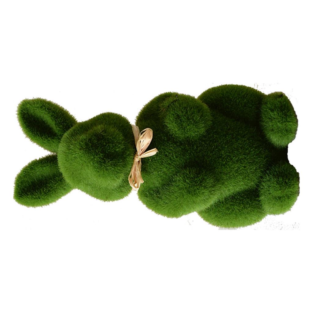 Easter Furry Flocked Bunny Small Sitting Bunny Green Moss Covered Bunny for Home Party Decoration