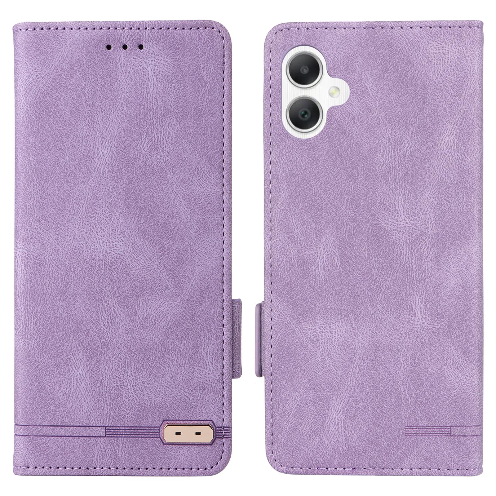 

For Samsung Galaxy A06 4G Case Leather Wallet Flip Phone Cover with Hardware Decor Purple