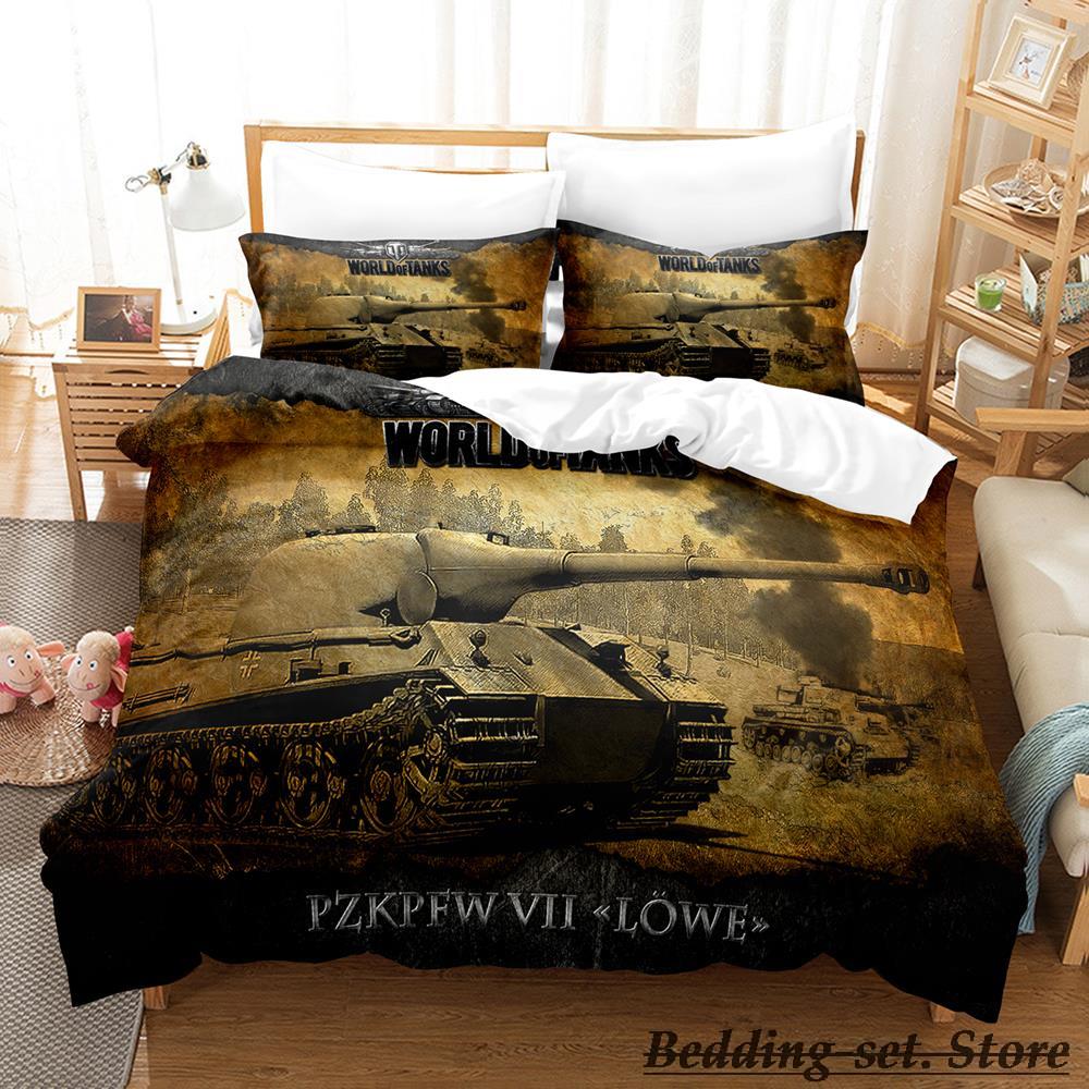 World Of Tanks Bedding Set Single Twin Full Queen King Size Bed Set Adult Kid Bedroom Duvetcover Sets Anime Parure De Lit Bed