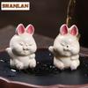 Yixing Zisha Zodiac Lucky Rabbit Tea Pet Ancient Fish Tank Landscaping Tea Figurine Play Toys Tea Statue Ornaments Supplies Gift