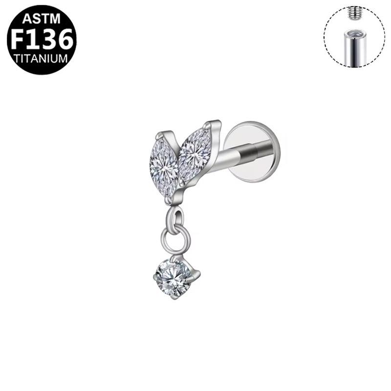Titanium Unisex European-American Design F136 Lip Stud Ear Cartilage Piercing