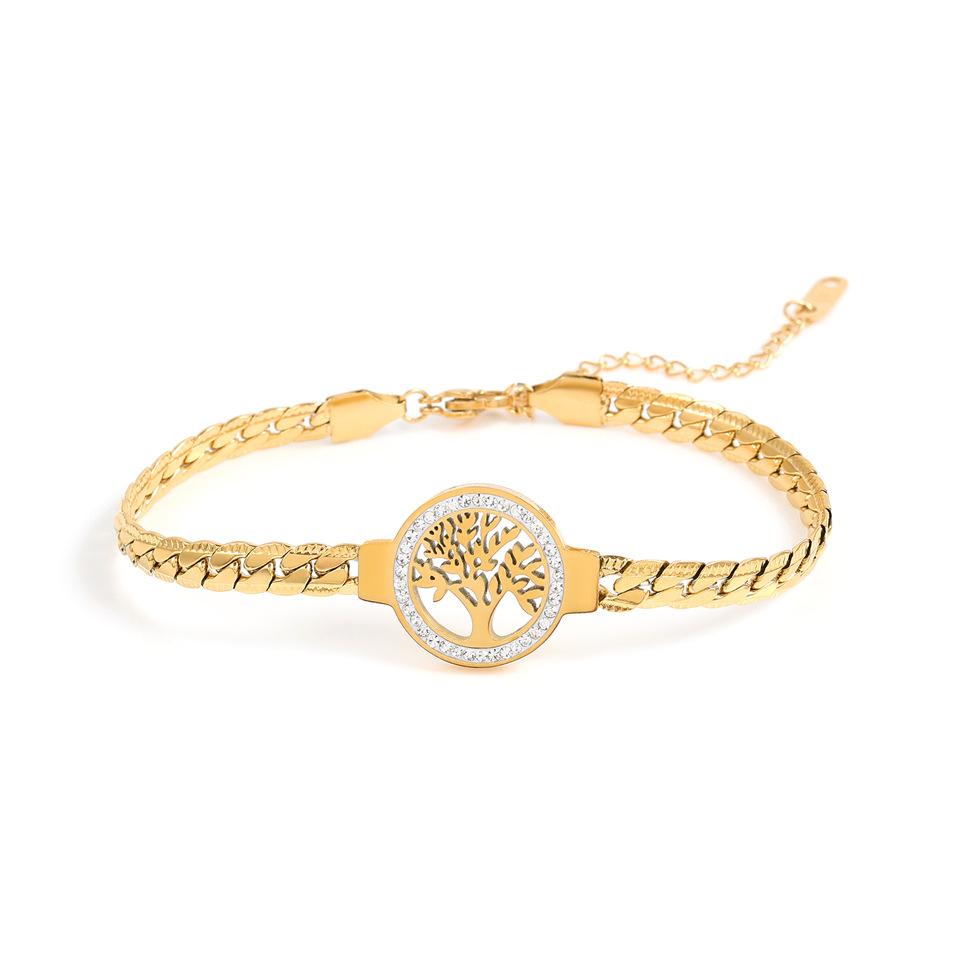 Stainless Steel Tree of Life Bracelet For Women Fashion Gold Plated Wrist Chain Waterproof  Lady Gift
