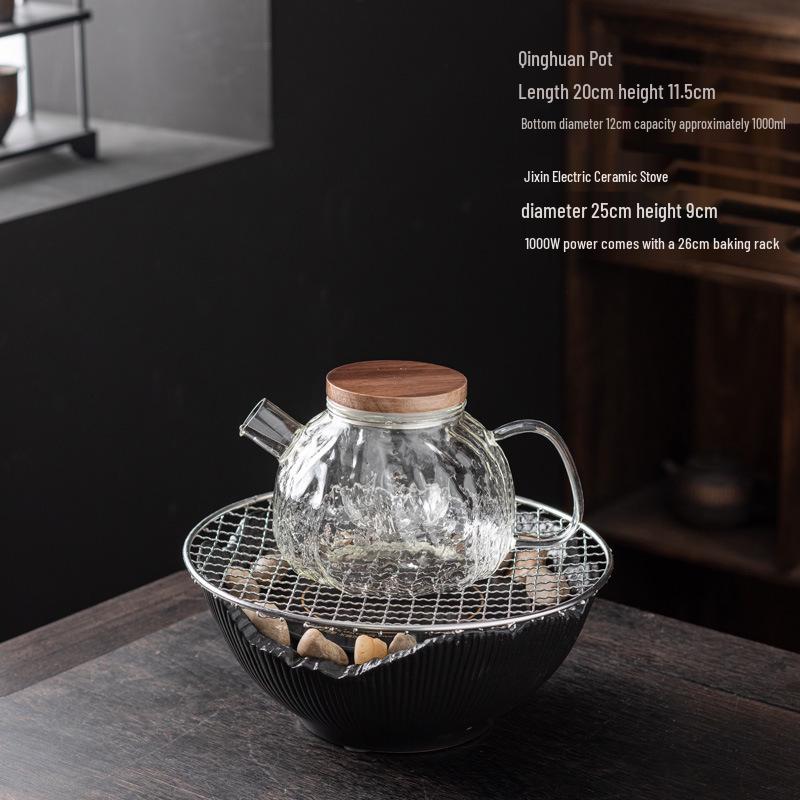 Qinghuan Large Capacity Japanese Glass Teapot with High Temperature Resistance and Thickened Tea Infuser Set