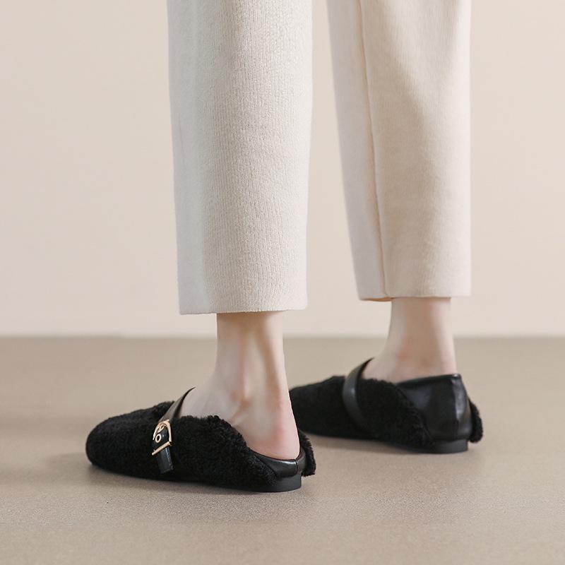 Weiwei Girl 138-1 Women's Fur-Lined Mary Jane Flats for Autumn/Winter