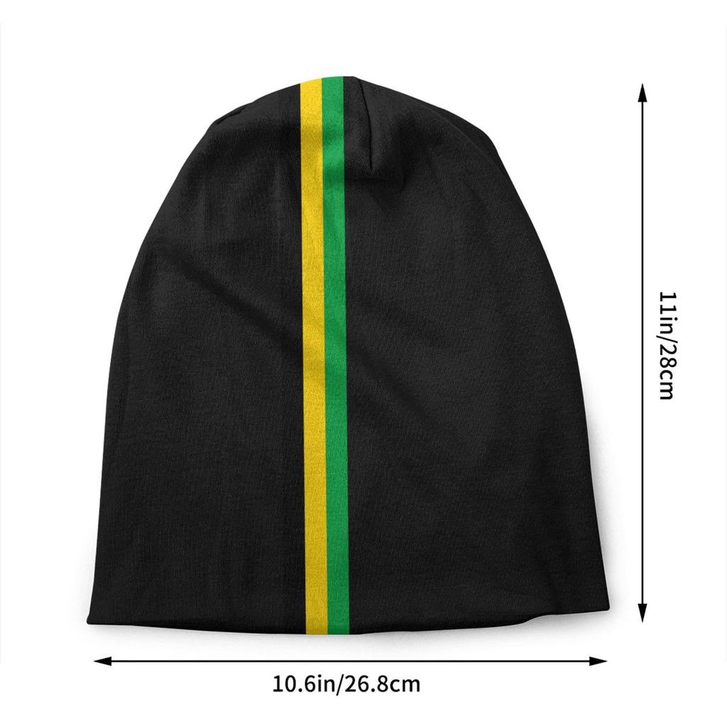Custom Jamaica Flag Stripes Skullies Beanies Caps Unisex Winter Warm Knit Hat Unisex Women Cool Adult Bonnet Hats Outdoor Ski Cap