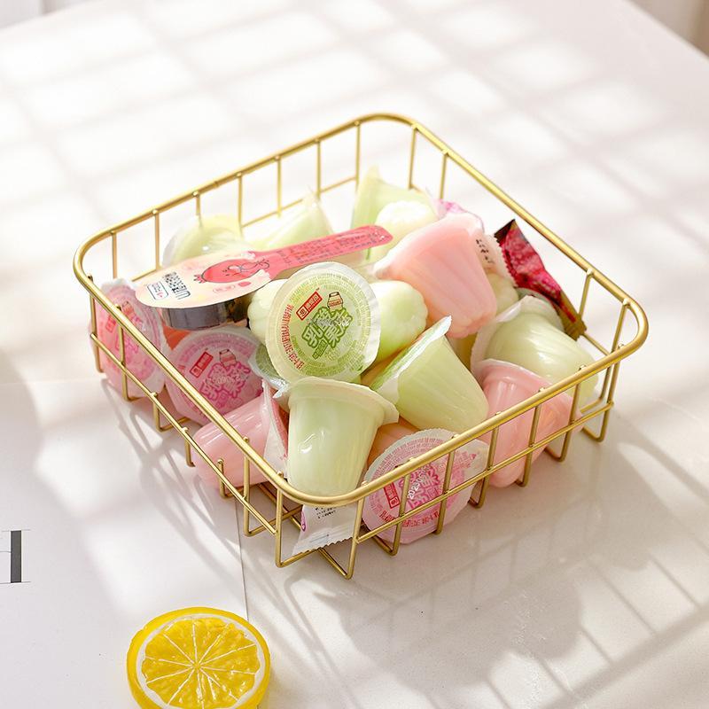 Fruit Bowl Washing Fruit Hollow Drain Basket Iron Fruit Basket Living Room Coffee Table Net Red Fruit Plate Snack Storage Basket