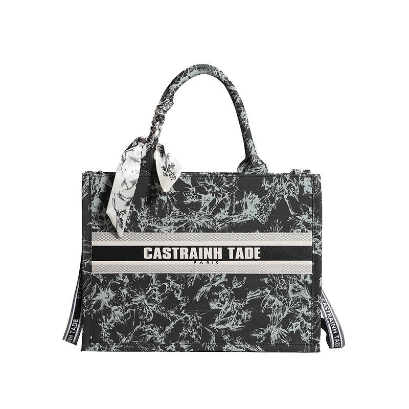 Portable tote bag women's new letter-printed shoulder large bag, foreign-style versatile casual messenger bag