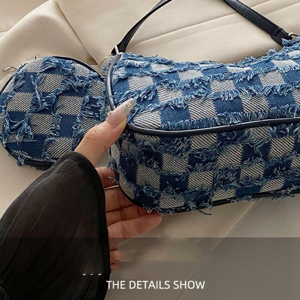 Tassels Denim Underarm Bag New Design Women's Handbag Fashion Single Shoulder Bag  Female